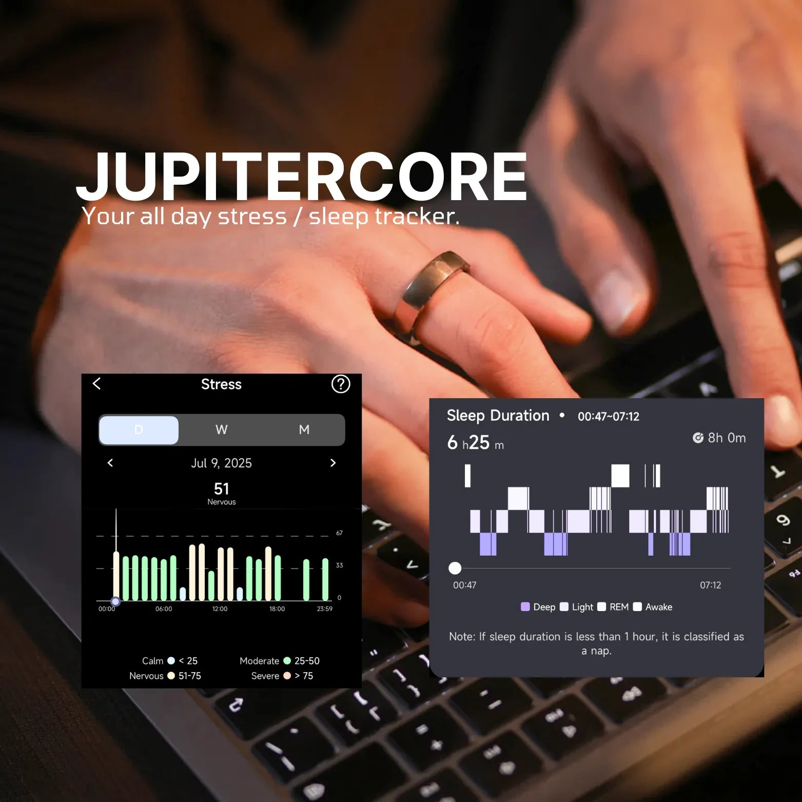 Jupiter Core Ring with stress and sleep analytics