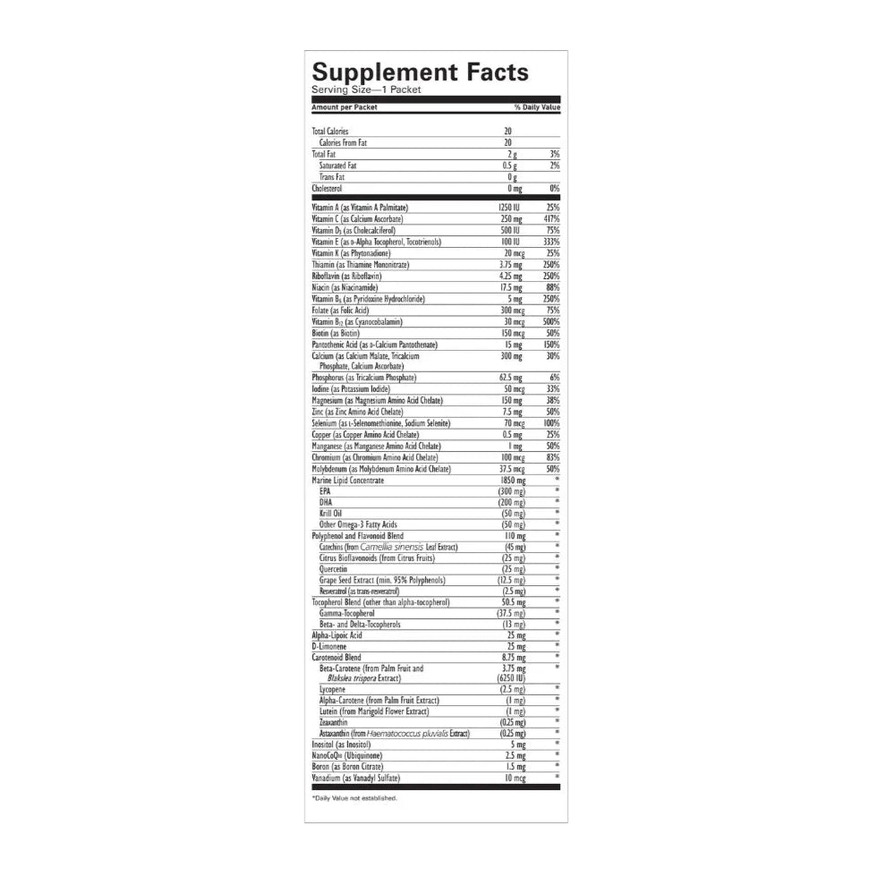 Nu Skin Singapore Lifepak Nano Multi Vitamins Nutritional facts